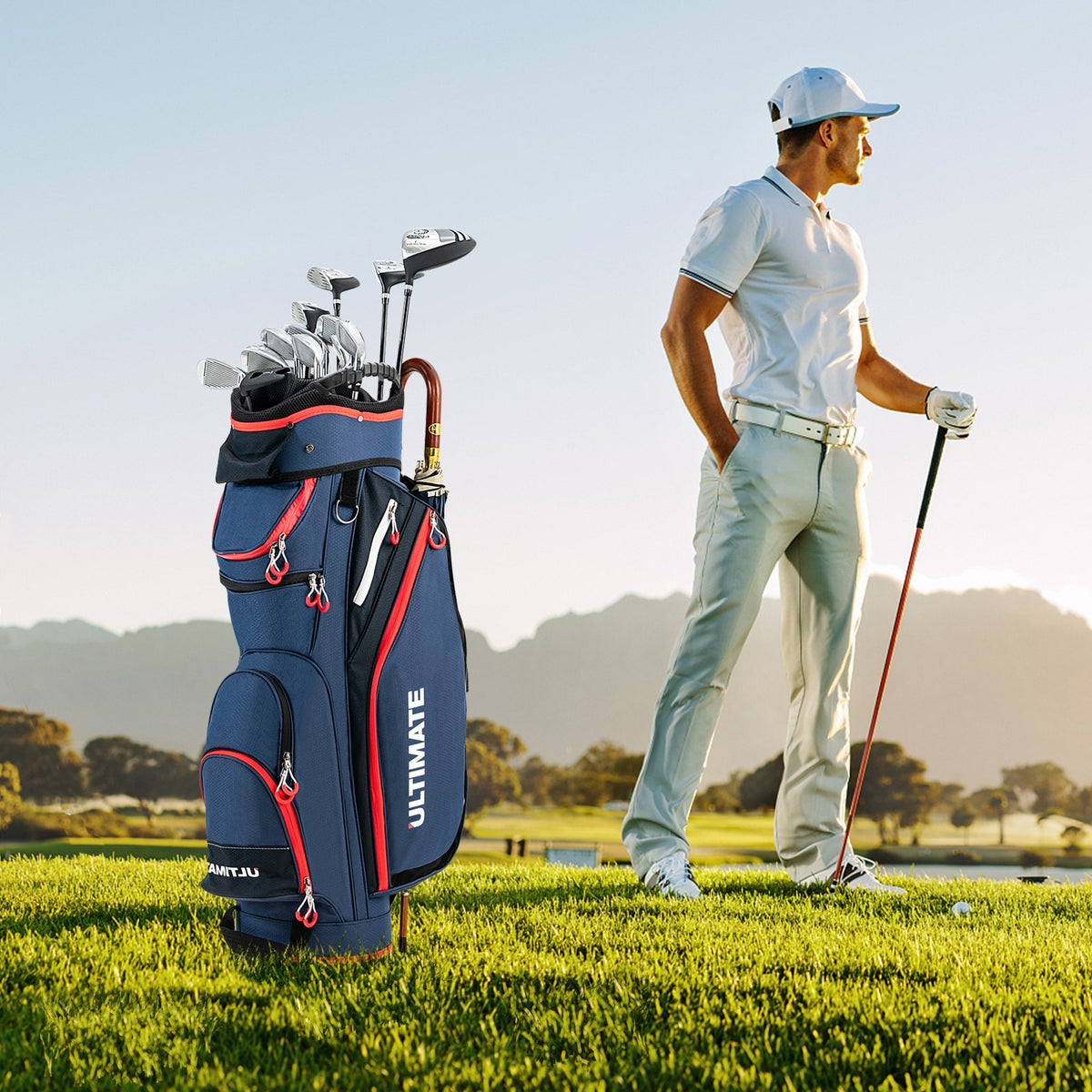 9.5 Inch Golf Cart Bag with 14 Way Dividers Top Organizer-Navy view 2