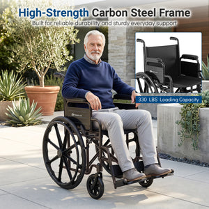 Lightweight Folding Wheelchair for Adults with Swing-Away Footrest and Desk Arm-Black view 7