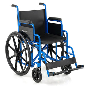 Lightweight Folding Wheelchair for Adults with Swing-Away Footrest and Desk Arm-Navy view 2