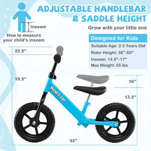 Lightweight Toddler Balance Bike No Pedal Training Bicycle-Blue view 4