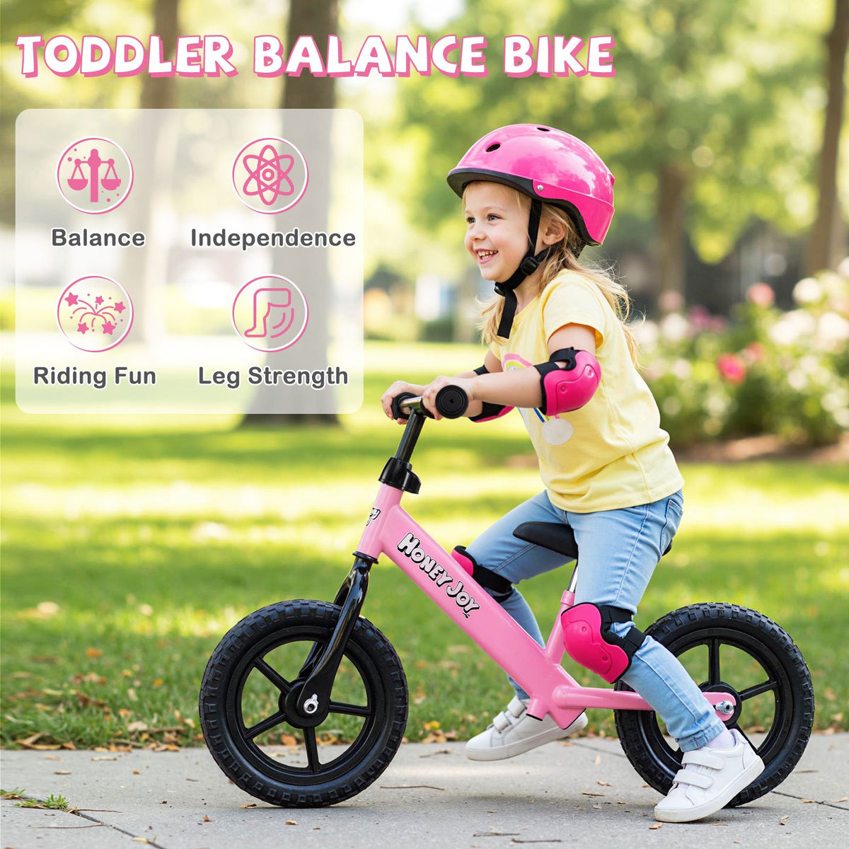 Lightweight Toddler Balance Bike No Pedal Training Bicycle-Pink view 5