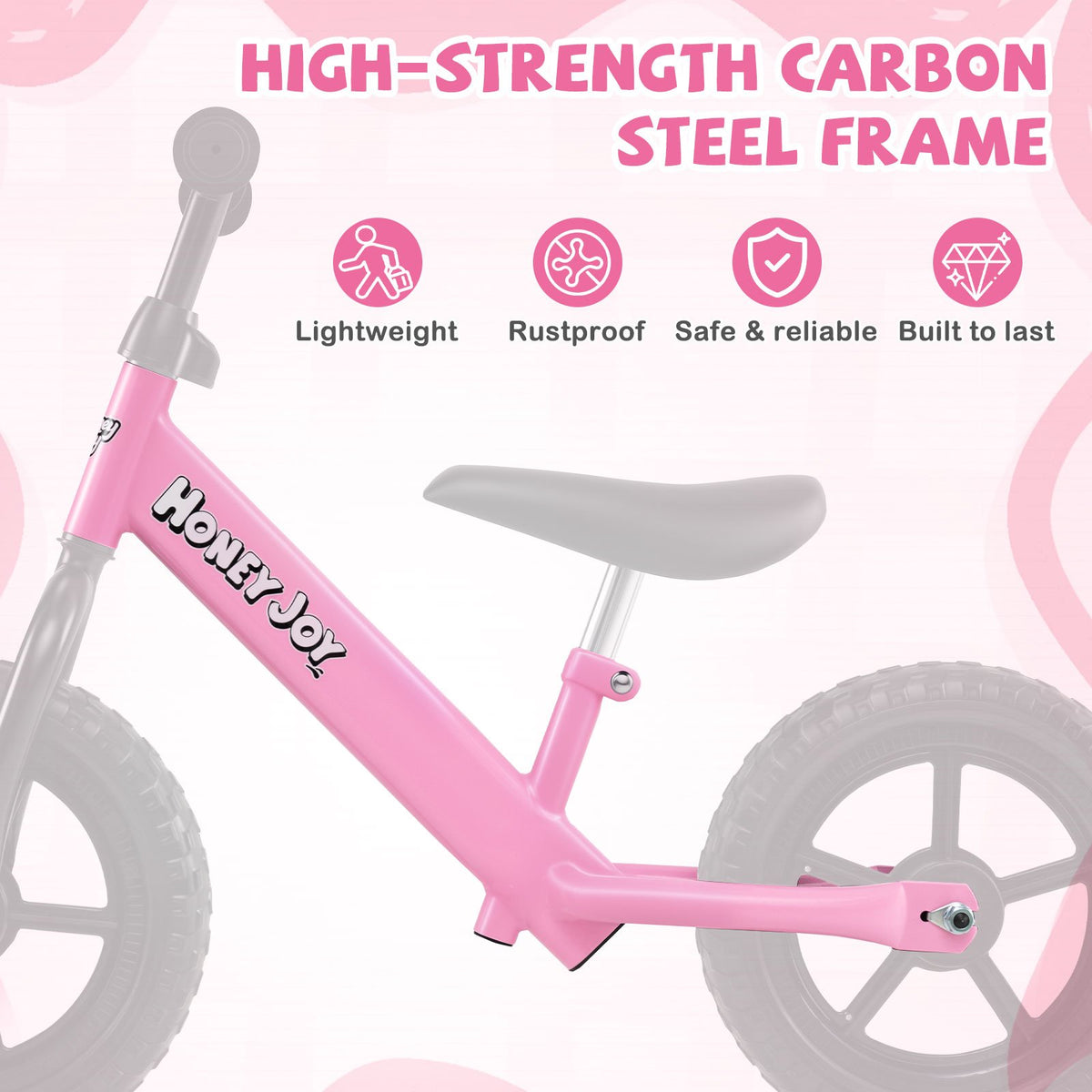 Lightweight Toddler Balance Bike No Pedal Training Bicycle-Pink view 6