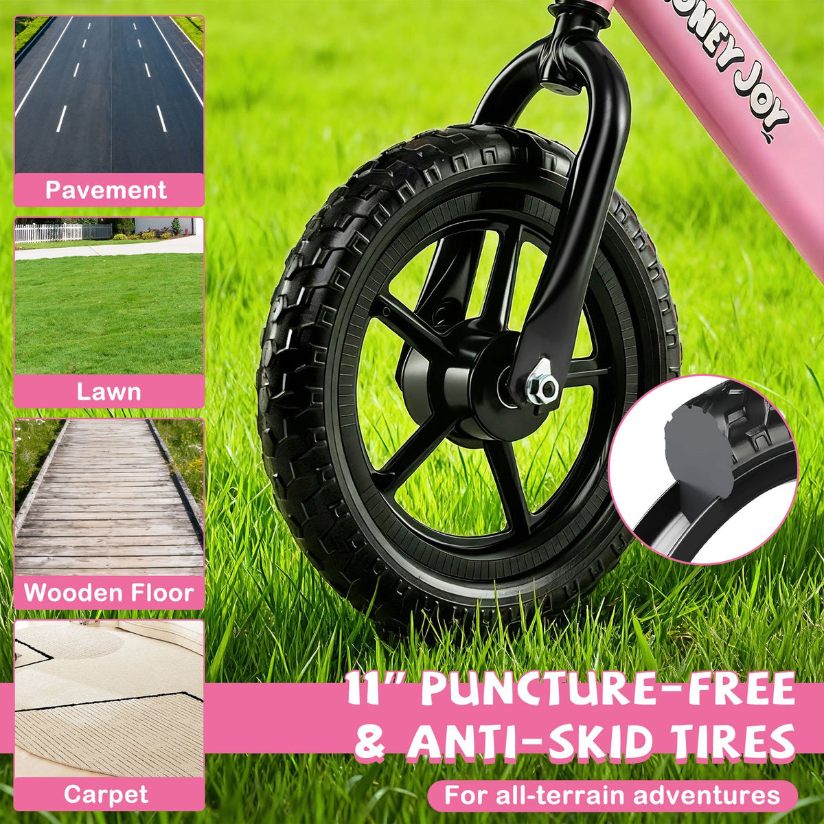Lightweight Toddler Balance Bike No Pedal Training Bicycle-Pink view 7