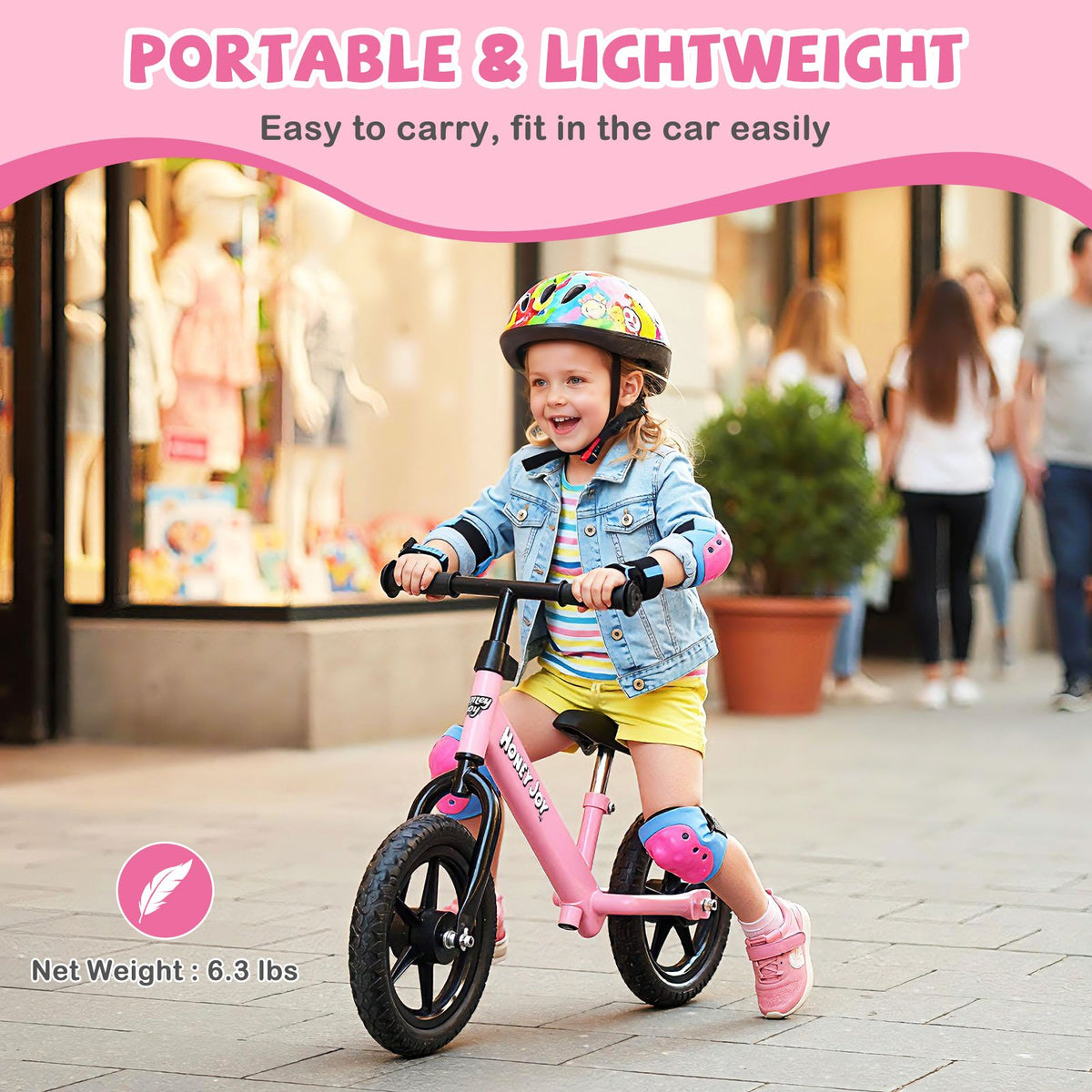 Lightweight Toddler Balance Bike No Pedal Training Bicycle-Pink view 8