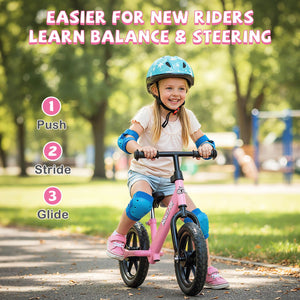 Lightweight Toddler Balance Bike No Pedal Training Bicycle-Pink view 9