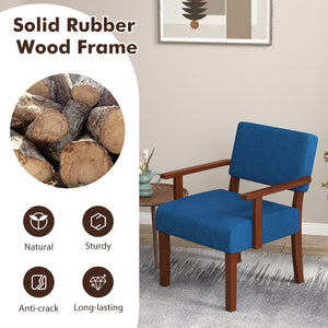 Linen Accent Chair Living Room Chair with Soft Padded Seat and Backrest-Blue view 9