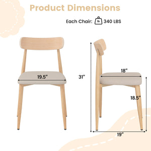 Linen Fabric Upholstered Modern Dining Chair Set of 4 with Padded Seat and Curved Back-Oak view 3