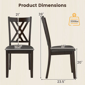 Linen Fabric Upholstered Wooden Dining Chair Set of 4 with Rubber Wood Frame for Dining Room-Gray view 4