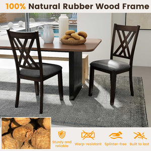 Linen Fabric Upholstered Wooden Dining Chair Set of 4 with Rubber Wood Frame for Dining Room-Gray view 5