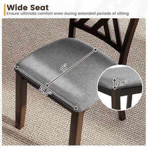 Linen Fabric Upholstered Wooden Dining Chair Set of 4 with Rubber Wood Frame for Dining Room-Gray view 6