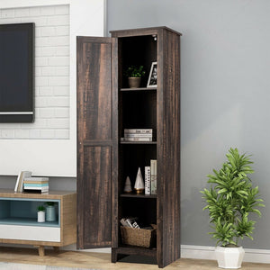 Linen Tower Bathroom Storage Cabinet Tall Slim Side Organizer with Shelf-Walnut view 2