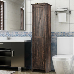 Linen Tower Bathroom Storage Cabinet Tall Slim Side Organizer with Shelf-Walnut view 6