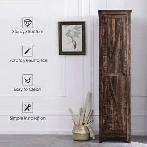 Linen Tower Bathroom Storage Cabinet Tall Slim Side Organizer with Shelf-Walnut view 9