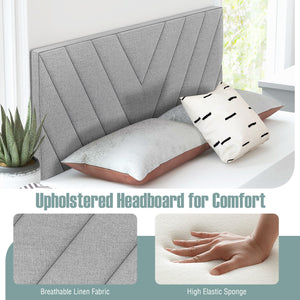 Linen Upholstered Headboard for Full and Queen Size Bed Frames-Gray view 9