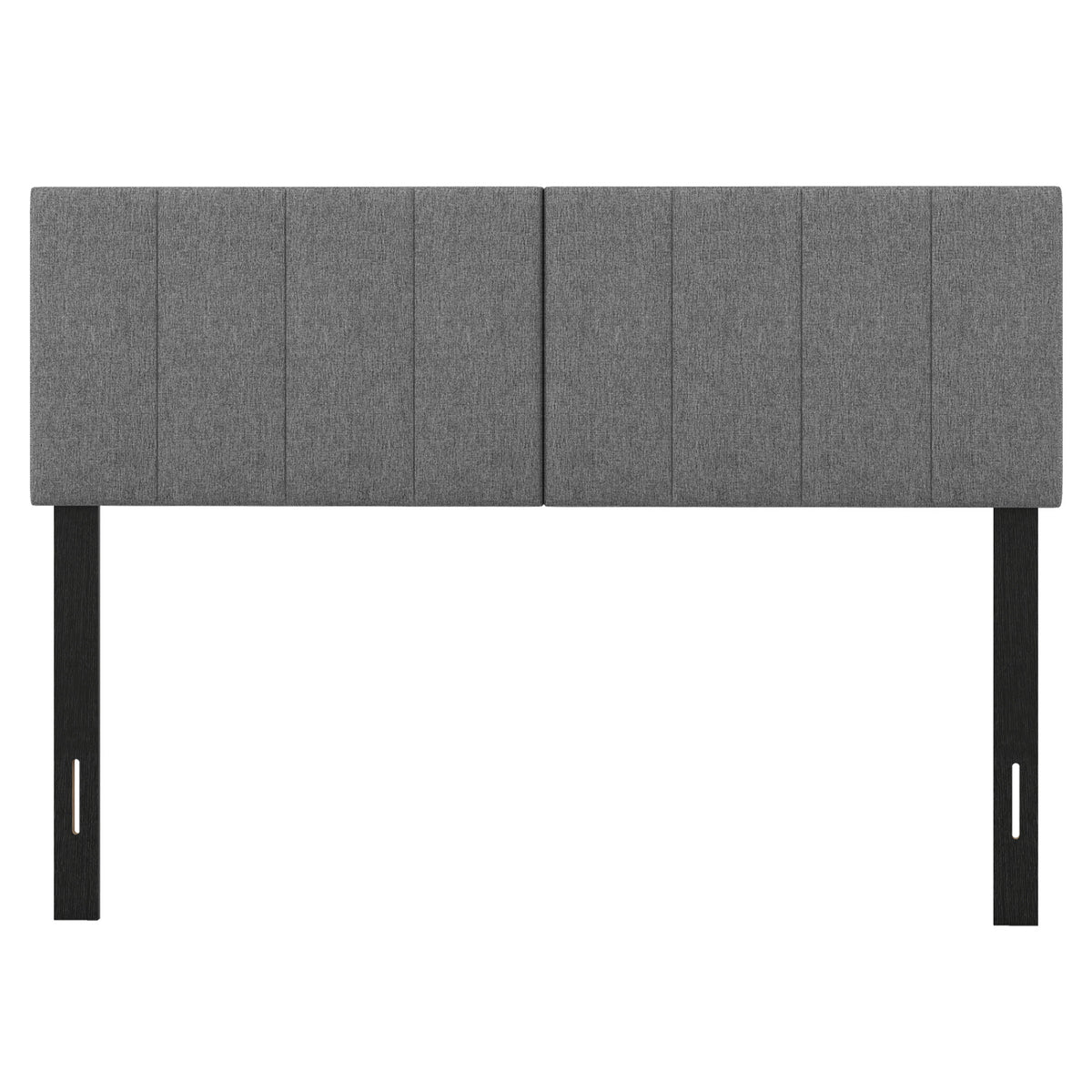 Linen Upholstered Headboard with Solid Wood Legs and Adjustable Width-Dark Gray view 4