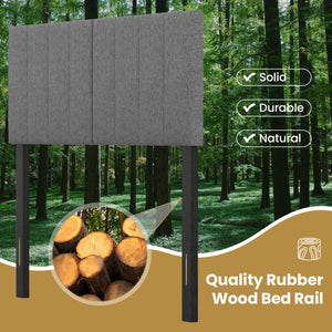 Linen Upholstered Headboard with Solid Wood Legs and Adjustable Width-Dark Gray view 8