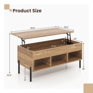 Living Room Central Table with Lifting Tabletop and Metal Legs-Natural view 5