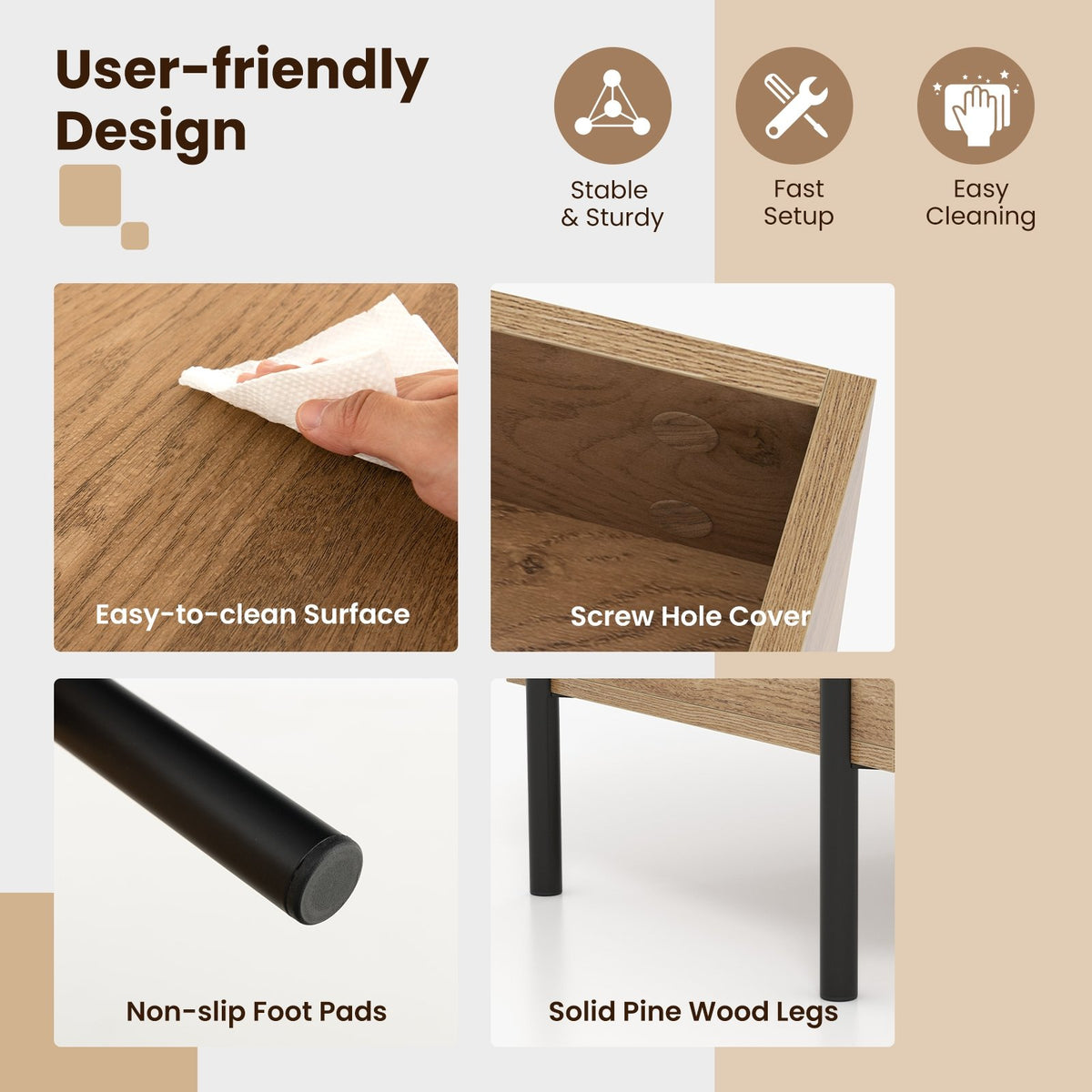 Living Room Central Table with Lifting Tabletop and Metal Legs-Natural view 9
