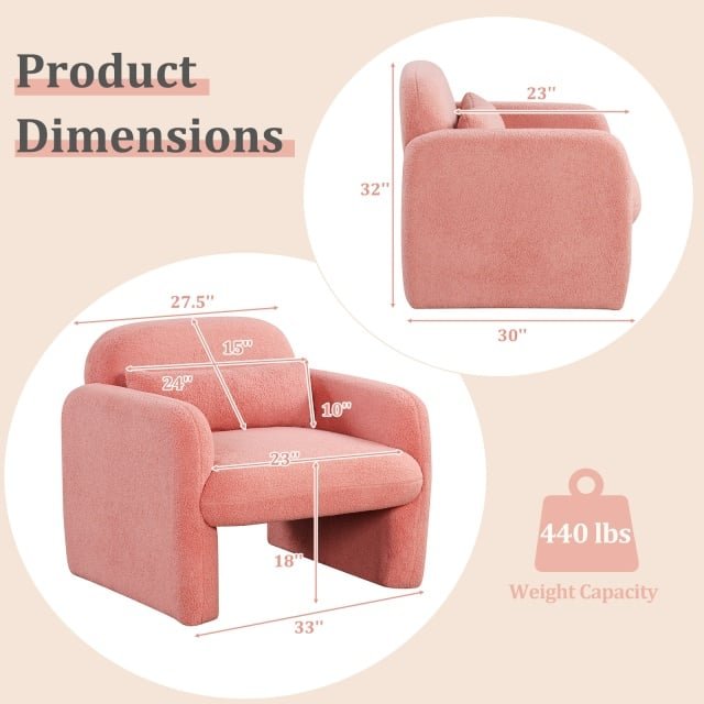 Living Room Deluxe Furniture Set-Accent Chair+Modular L-Shaped Sectional Sofa+LED Coffee Table view 6
