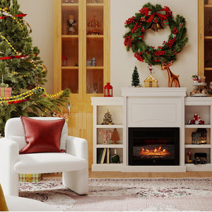 Living Room Set: 70 Inch Media Entertainment Center and Modern Upholstered Chenille Accent Chair view 2