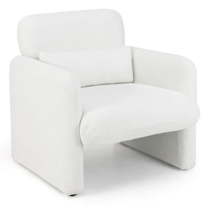 Living Room Set: 70 Inch Media Entertainment Center and Modern Upholstered Chenille Accent Chair view 3