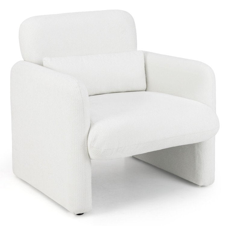 Living Room Set: 70 Inch Media Entertainment Center and Modern Upholstered Chenille Accent Chair view 3