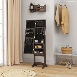 Free Standing Armoire Organizer, Lighted Mirrored Jewelry Cabinet w/ Angle Adjustable & 16 LED Lights Warm – view 14