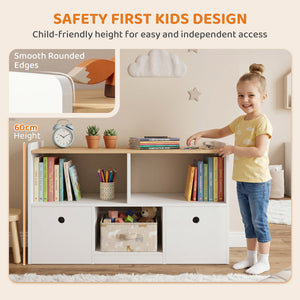 Qaba Toy Storage Organizer, Toy Organizers and Storage with 2 Movable Drawers and 3 Cubbies for Playroom, Nursery, White