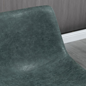 Counter Height Bar Stools Set of 2, Vintage PU Leather Bar Chairs, Kitchen Stool with Footrest for Home Bar Green