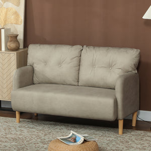 58" 2 Seat Sofa, Modern Love Seats Furniture, Upholstered 2 Seater Couch, Solid Wood Frame, Beige – view 7