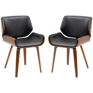Dining Chairs Set of 2, PU Leather Kitchen Chairs with Upholstered Seats and Solid Wood Legs for Dining Room, Black
