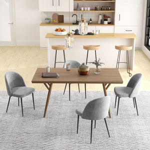Modern Dining Chairs, Mid-Back Velvet-touch Upholstery Side Chair, Table Chair for Living Room, Dining Room, Grey, Set of 4