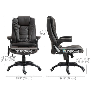 Office Chair Heated Ergonomic Massage Swivel Vibrating High Back Faux Leather Executive Chair Office (Brown)