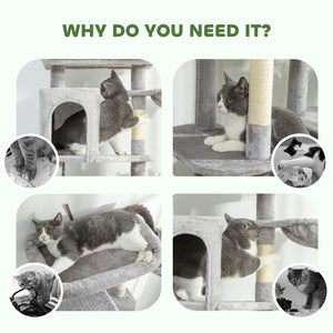 69" Cat Tree, Multi-Level Cat Tower with 2 Condos, Plush Perch and Sisal Scratching Posts, Dark Grey – view 13
