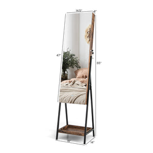 Lockable Freestanding Jewelry Organizer with Full-Length Frameless Mirror-White view 4