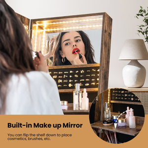 Lockable Freestanding Jewelry Organizer with Full-Length Frameless Mirror-White view 9