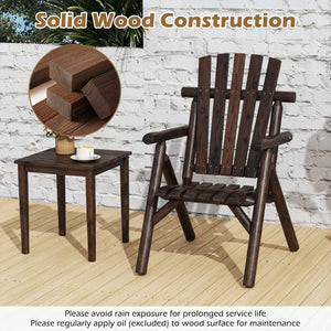 Log Wood Patio Chair with Slatted Backrest for Deck Backyard-Brown view 7