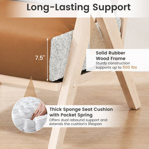 Loveseat Sofa for Small Spaces with Throw Pillows Rubber Wood Frame Padded Seat-Brown view 8