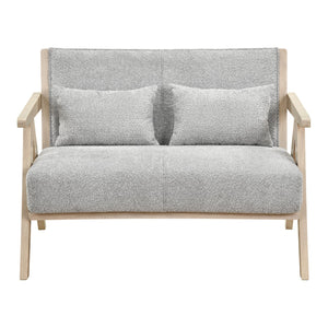 Loveseat Sofa for Small Spaces with Throw Pillows Rubber Wood Frame Padded Seat-Gray view 4