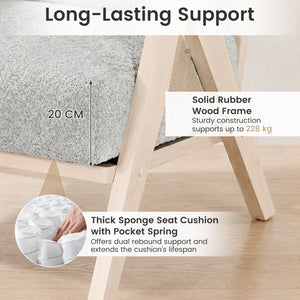 Loveseat Sofa for Small Spaces with Throw Pillows Rubber Wood Frame Padded Seat-Gray view 8