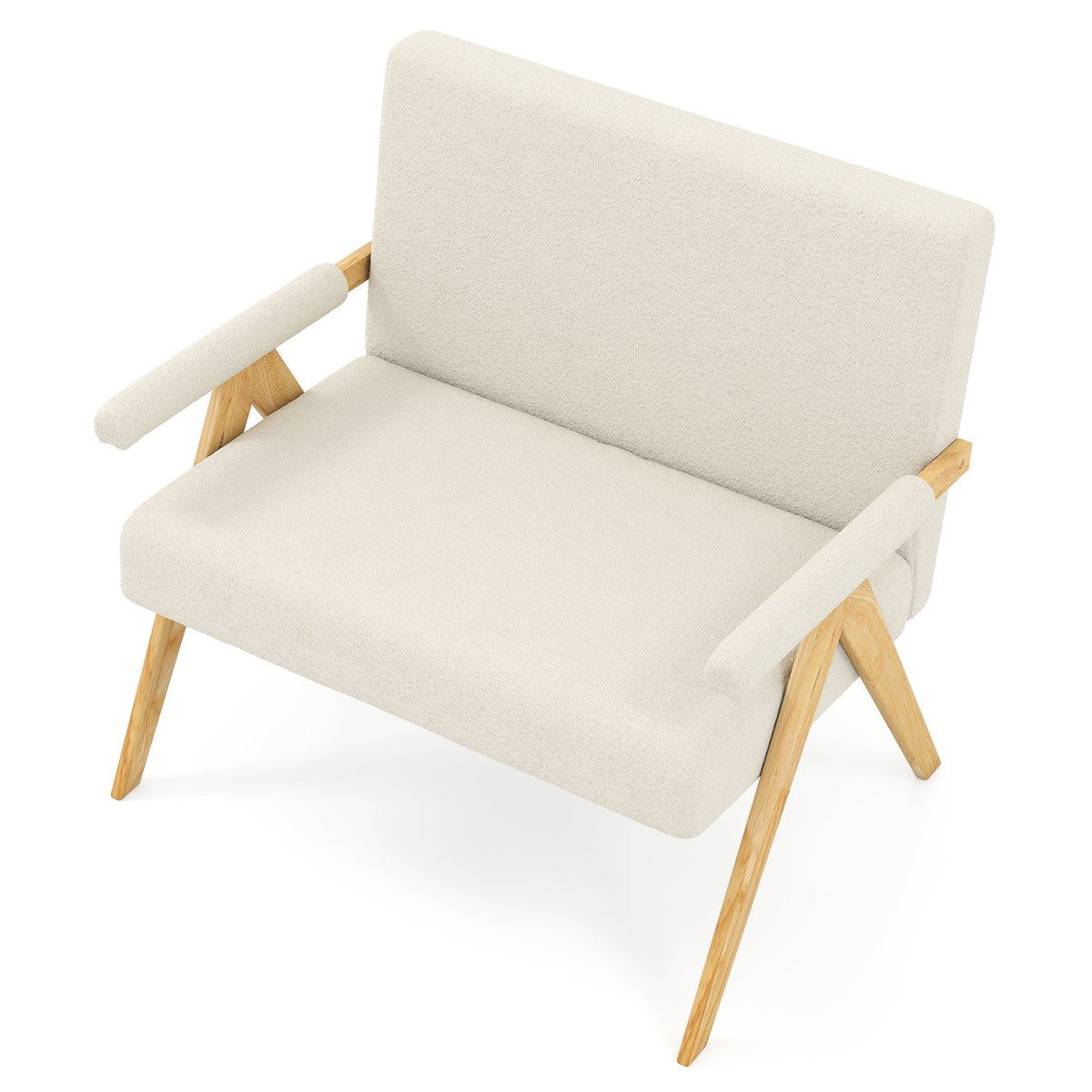 Loveseat Sofa with Armrests and Wooden Legs-Beige view 4