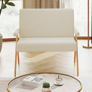 Loveseat Sofa with Armrests and Wooden Legs-Beige view 6