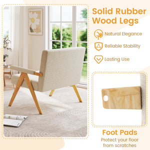 Loveseat Sofa with Armrests and Wooden Legs-Beige view 8