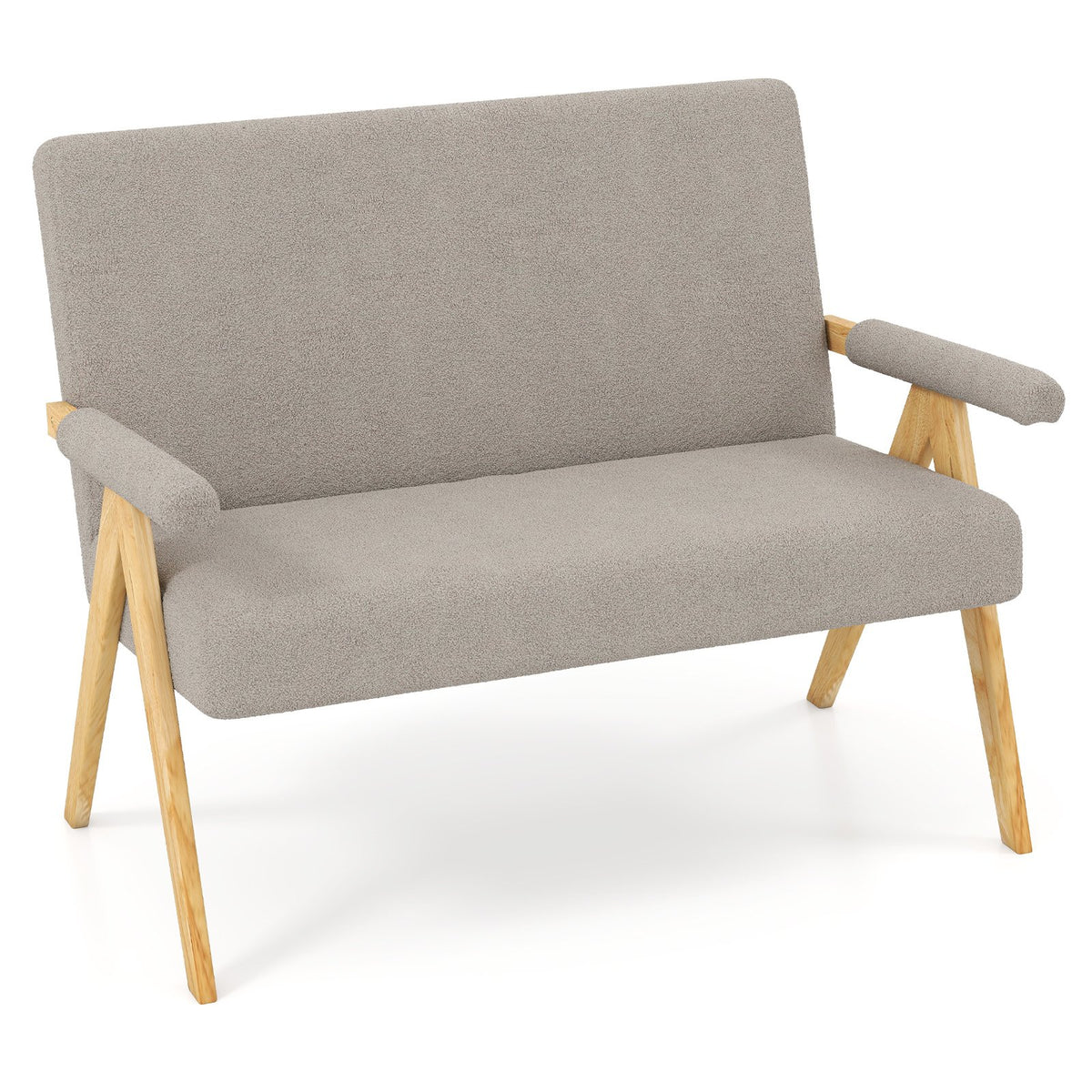 Loveseat Sofa with Armrests and Wooden Legs-Gray