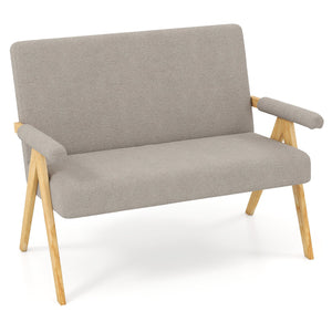 Loveseat Sofa with Armrests and Wooden Legs-Gray
