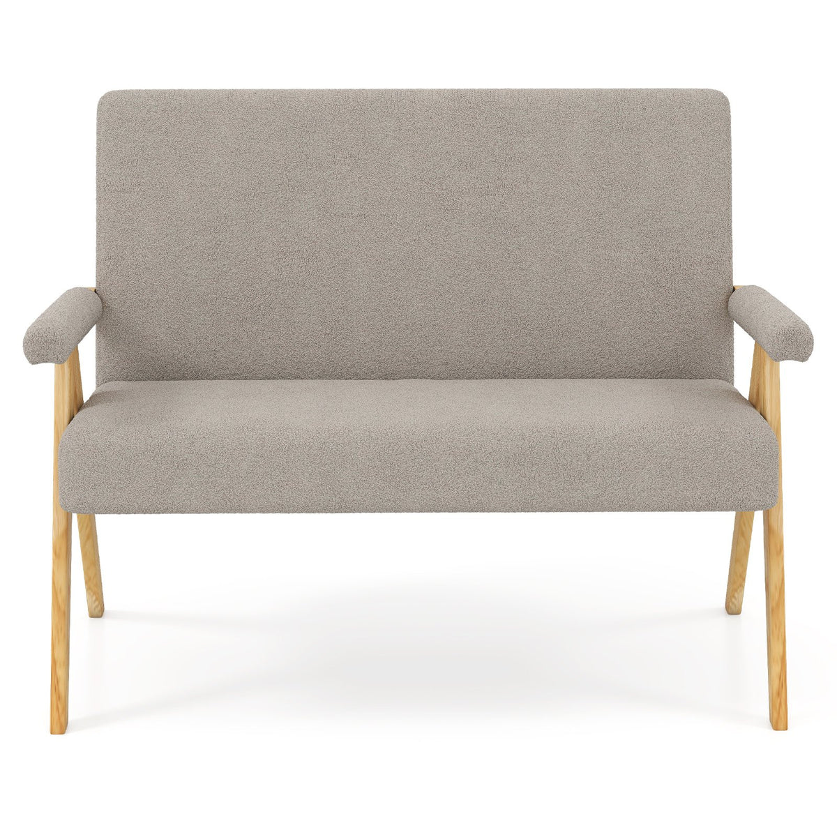 Loveseat Sofa with Armrests and Wooden Legs-Gray view 4