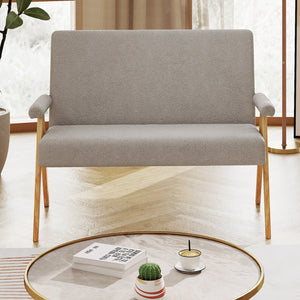 Loveseat Sofa with Armrests and Wooden Legs-Gray view 6