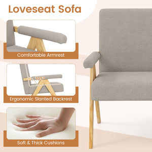 Loveseat Sofa with Armrests and Wooden Legs-Gray view 8