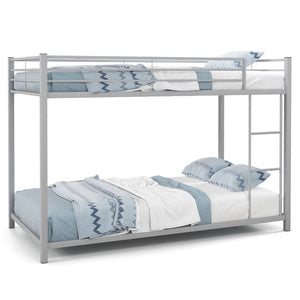 Low Profile Twin Over Twin Metal Bunk Bed with Full-length Guardrails-Silver view 4