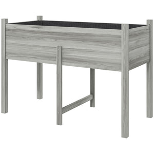 Wooden Raised Planter Box with Drain Holes for Vegetables, Flowers, Outdoor Garden Bed, 45.3x21.7x31.5inch